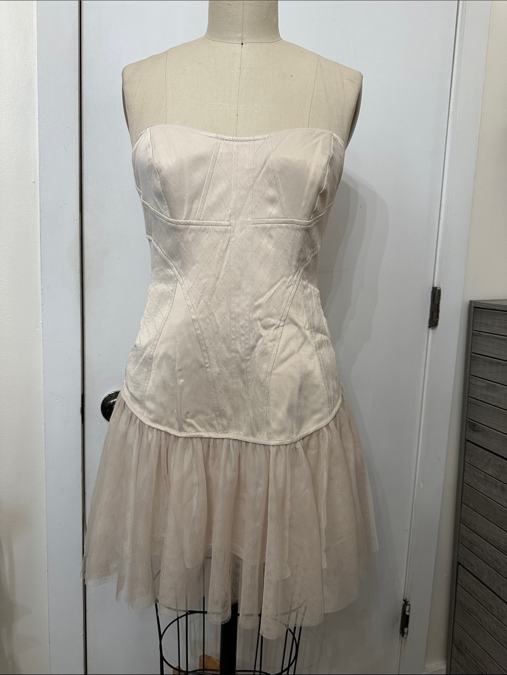 BHLDN Strapless Tulle Cocktail Dress in Blush